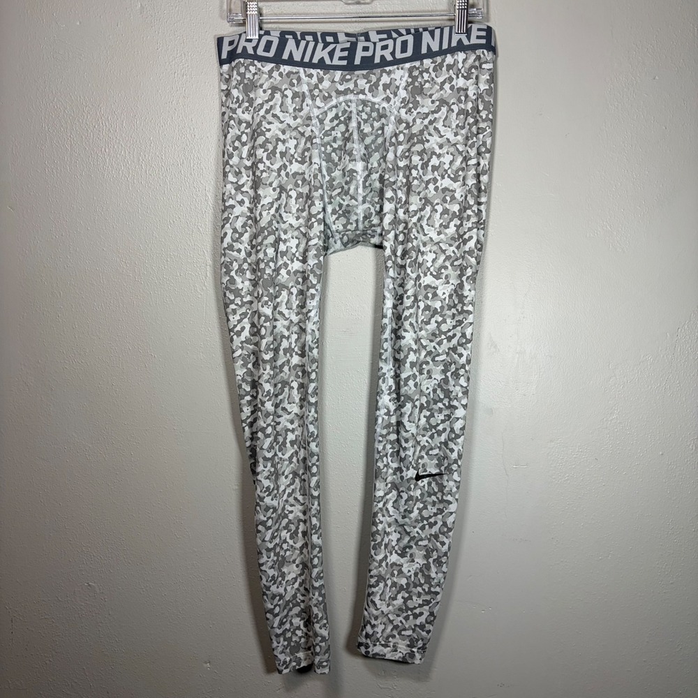Nike Pro Mens XL Camo Compression Tights Grey White Camouflage Base Layer Pants